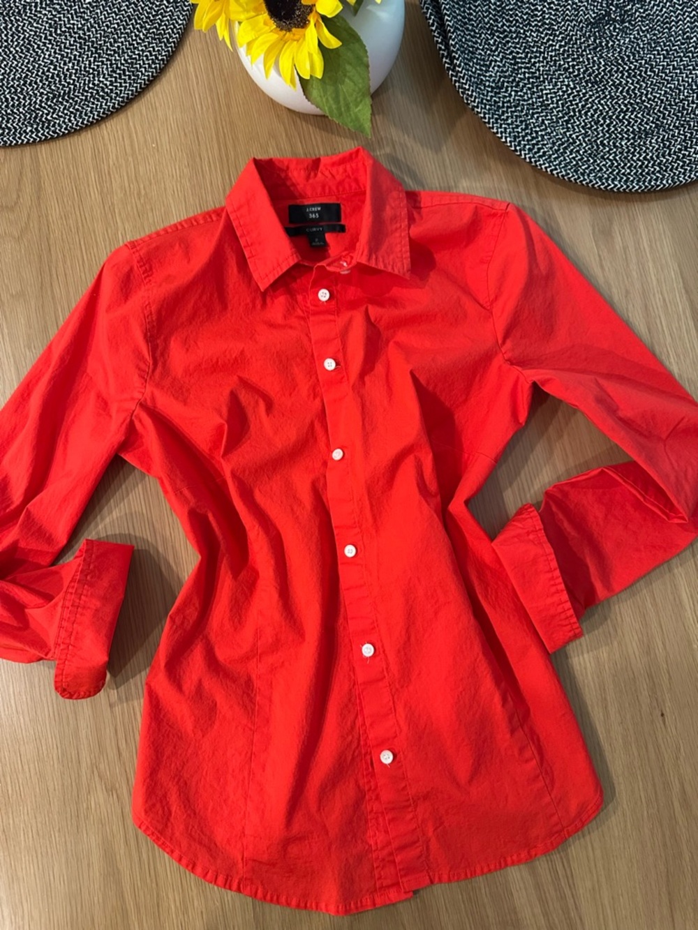 J. Crew Curvy Vibrant Red Button-Down Shirt